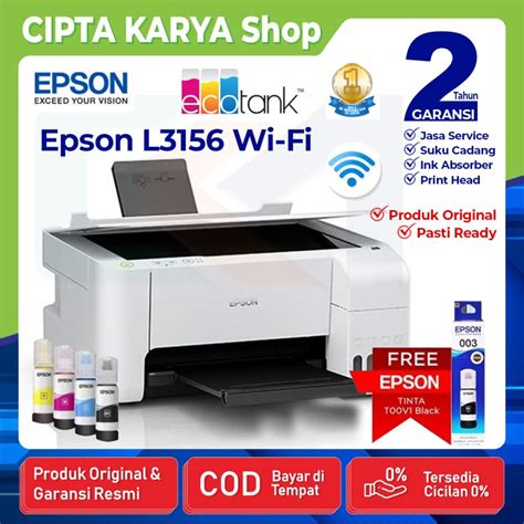 Jual Epson Ecotank L3156 Wifi All In One Ink Tank Printer Print Scan Copy Shopee Indonesia