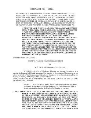 Fillable Online AN ORDINANCE AMENDING THE ZONING MAP TO DESIGNATE AN