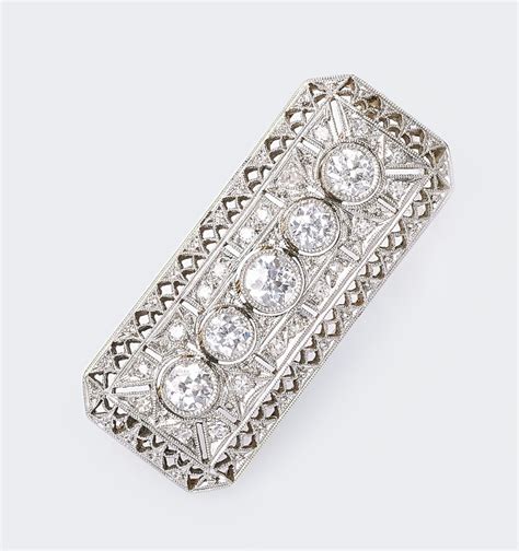 Jugendstil Brosche Mit Diamant Besatz