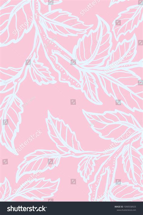 Hand Drawn Pastel Blue Leaves Vector Stock Vector Royalty Free