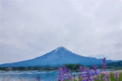 Mount Fuji and Purple Flowers Painting by Gary Arnold - Pixels