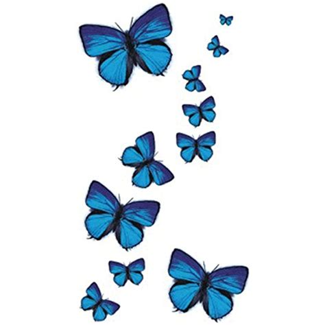 Wyuen 5 Sheets Blue Butterfly Women Body Tattoo Sticker For Men Fake