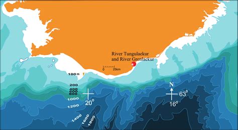 Map Of The Coast Of South Iceland Showing Water Depth Intervals By Download Scientific Diagram