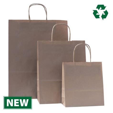 Brown Eco Recycled Paper Carrier Bags With Twisted Paper Handles