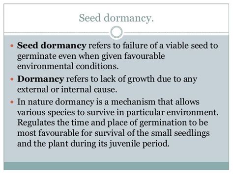 Dormancy, germination, and seed development