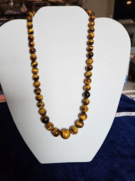 Beautiful Genuine Graduated Tiger S Eye Beaded Neck Gem