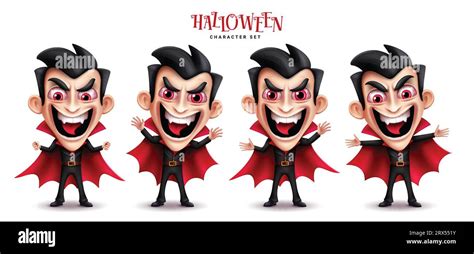 Halloween vampire characters vector set design. Halloween dracula ...