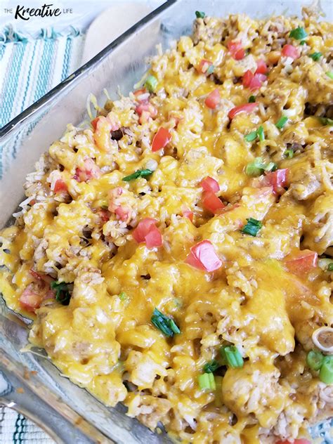 Chicken Taco Rice Casserole with Cheese - The Kreative Life