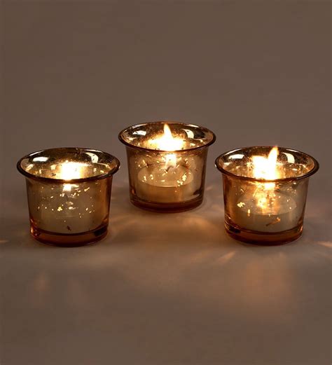 Buy Yellow Glass Tea Light Holder Set Of 3 By Hosley At 22 Off By Hosley Pepperfry