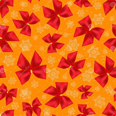 Seamless Background Of Christmas Bows And Snowflakes Pattern Stock