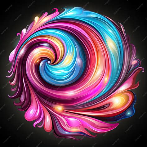 Premium AI Image | Colorful swirl art on black background with baroque ...