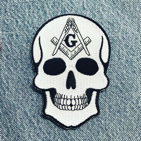 Masonic Skull Patch Iron On Embroidered Applique Freemason Etsy