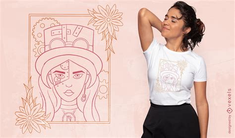 Descarga Vector De Diseño De Camiseta De Personaje De Chica Virgo Steampunk