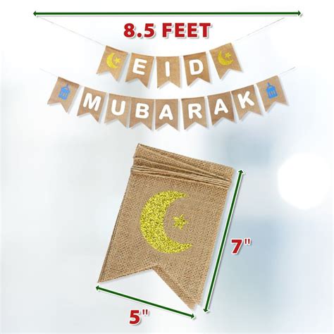 Mandala Crafts Burlap Eid Mubarak Banner For Ramadan And Eid