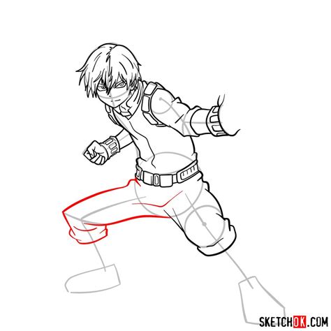 How To Draw Shoto Todoroki In Action Pose Sketchok Easy Drawing Guides