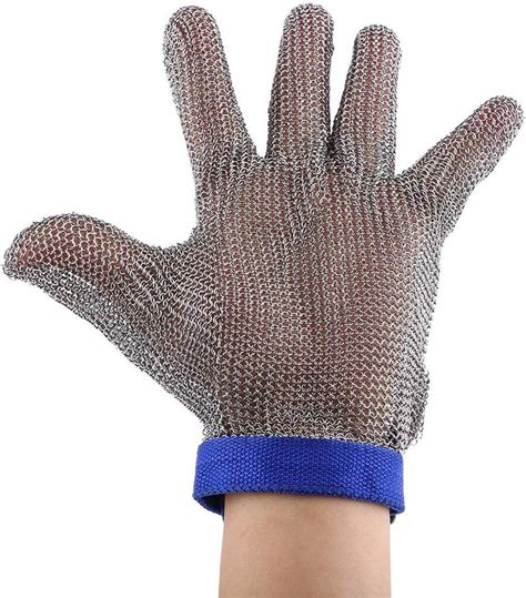 Akozon Gant Anti Coupure 304 En Acier Inoxydable Maille Gants