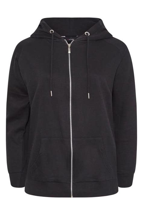 Yours Plus Size Black Essential Zip Through Hoodie Yours Clothing