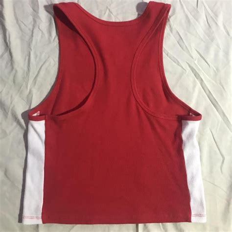 Coca Cola Women S Red And White Crop Top Depop