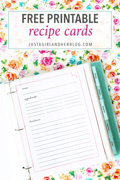 Free Printable Recipe Binder Cover Printable