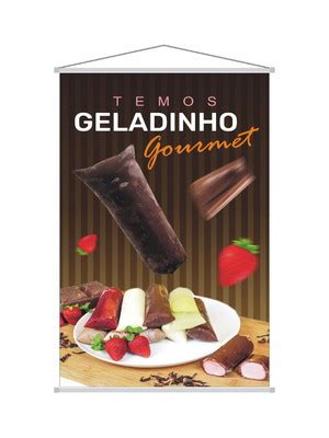 Banner Lona Aqui Tem Geladinho Gourmet X Cm Elo