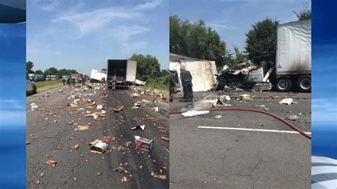 Fireball Whisky Covers Interstate After Big Rigs Crash In Central Arkansas