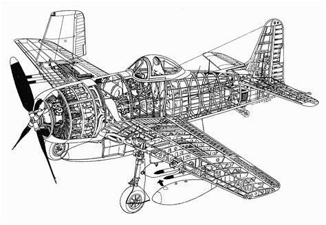 Grumman F8F Bearcat Cutaway Drawing in High quality