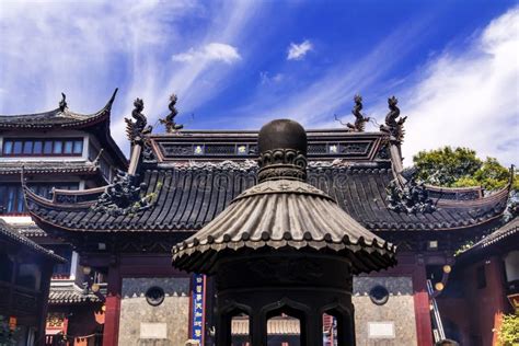 Incense Burner Taoist City God Temple Yueyuan Shanghai China Stock