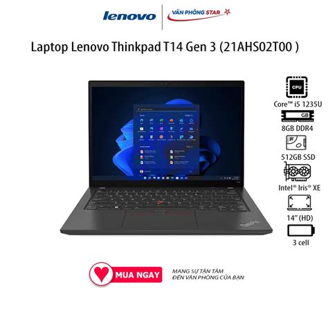 Laptop Lenovo Thinkpad T14 Gen 3 21AHS02T00 I5 1235U 8GB RAM 256GB