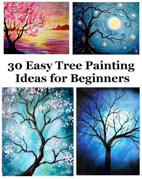 30 Easy Tree Painting Ideas For Beginners Simple Acrylic Abstract Pai