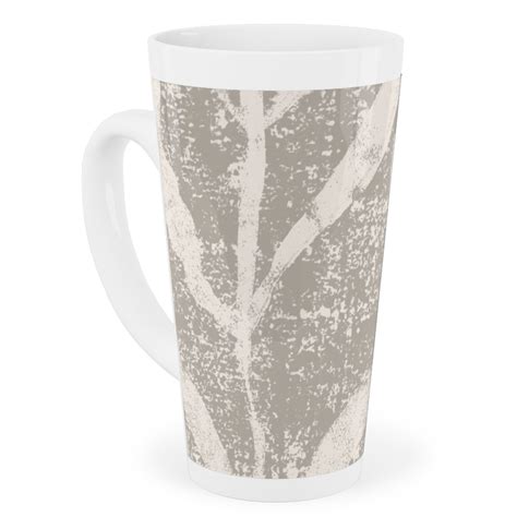 Grass Cloth With Leaves Gray And Cream Tall Latte Mug Shutterfly