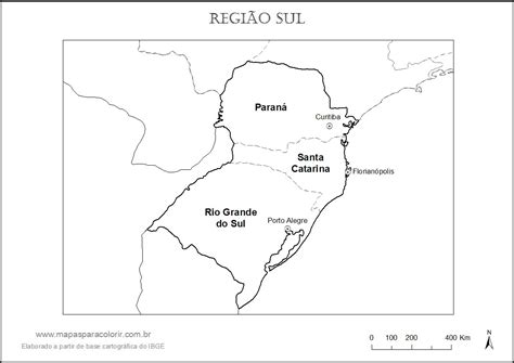 Mapa Região Sul Para Colorir - FDPLEARN