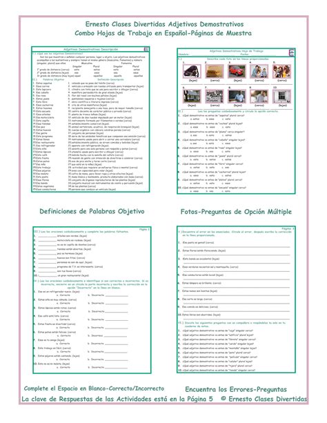 Demonstrative Adjectives Spanish Worksheet