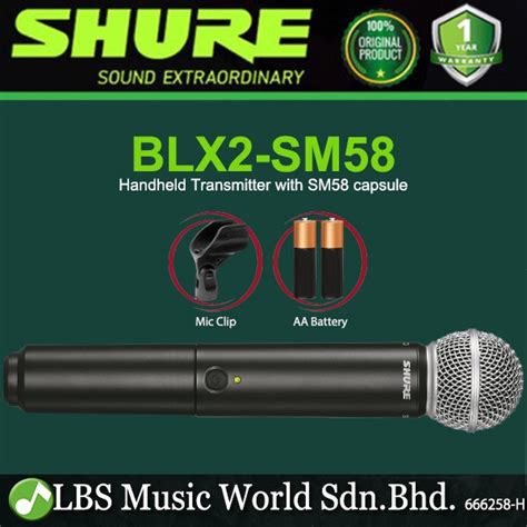 Shure Blx2sm58 Wireless Handheld Microphone Transmitter With Sm58 Mic