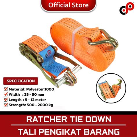 Jual Ratchet Tie Down Cargo Belt Tali Pengikat Barang 500kg 5m 10m