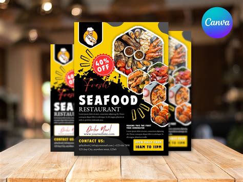 Seafood Restaurant Flyer Diy Canva Seafood Restaurant Flyer Template