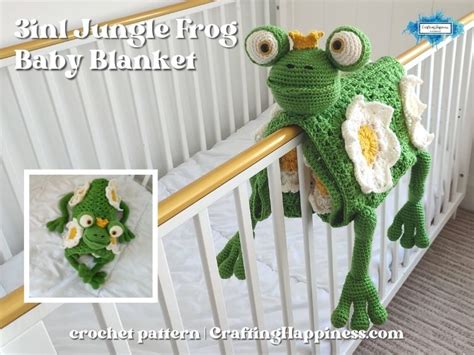 Crochet 3in1 Jungle Frog Baby Blanket Crafting Happiness