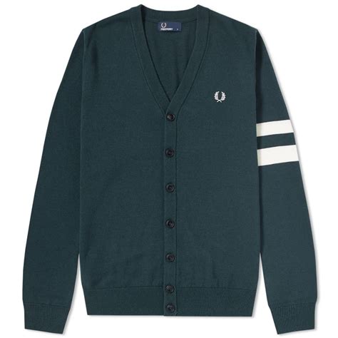 Fred Perry Tipped Sleeve Cardigan British Racing Green End Kr