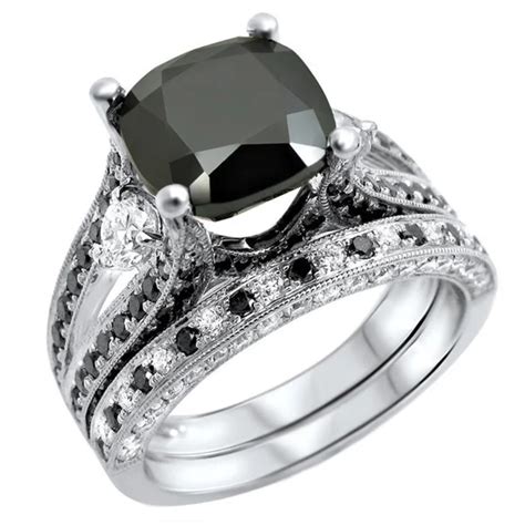 2 Piece 2015 Luxury Silver Rhodium Plated Queen Rings Women Black Gold