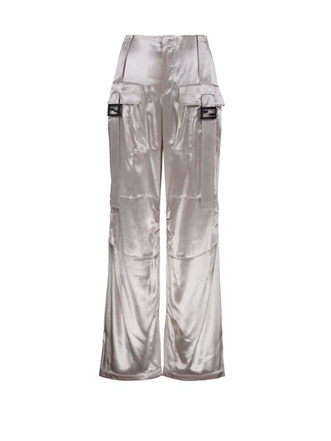 Woman Fendi Nude Viscose Shiny Cargo Pant