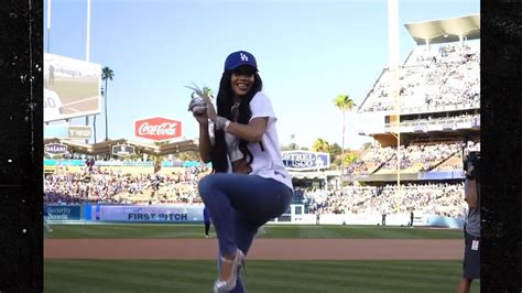 Saweetie Throws Solid First Pitch At Dodgers Game With Massive Nails