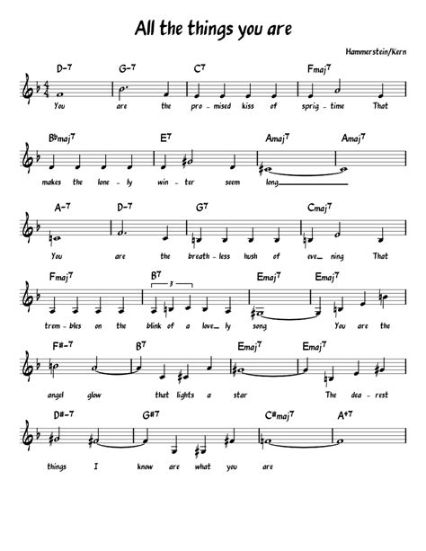 All The Things You Are Sheet Music For Piano Solo Easy