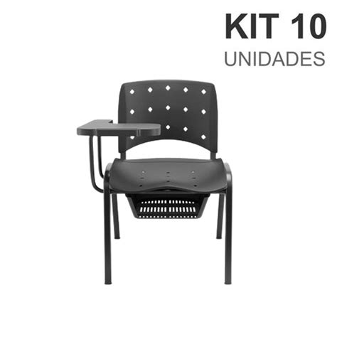 Kit 10 Carteiras Escolar Prancheta Lateral NR17 Ergoplax Plaxmetal