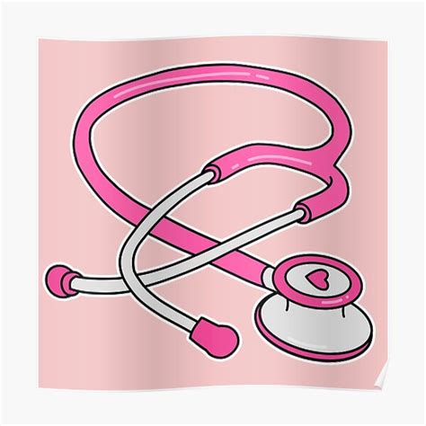 Stethoscope Bubble Gum Pink Color Poster For Sale By