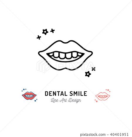 Dental Smile Logo Lips And Teeth Line Icon Teeth Whitening