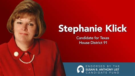 Sba Lists Candidate Fund Pac Endorses Tx Rep Stephanie Klick For Re