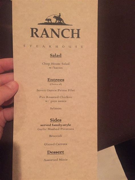 Menu at Ranch Steakhouse, Oklahoma City