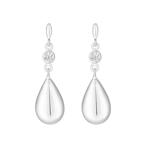 Simply Silver Sterling Silver 925 Besel Polished Drop Earrings Jewellery From Jon Richard Uk