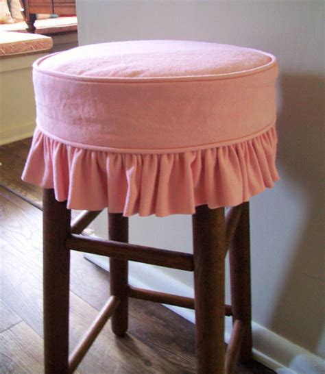 Round Bar Stool Slipcover With Ruffled Skirt Canvas Barstool Etsy Bar