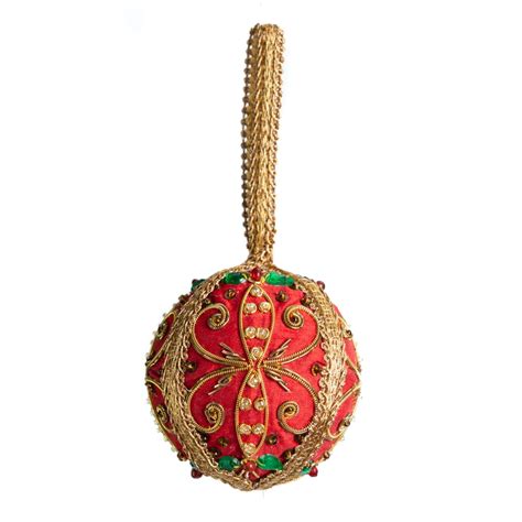 Pendentif Ornement Traditionnel Rouge Sphère 15 cm Zenvol Vente