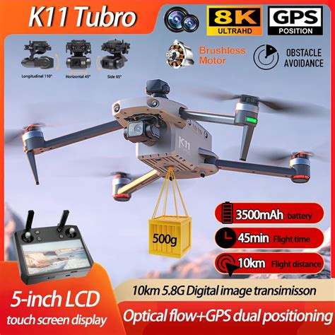 Drone Cran LCD K11 Tubro Cam Ra HD 8K 3 Axes Vitement D Obstacles PTZ